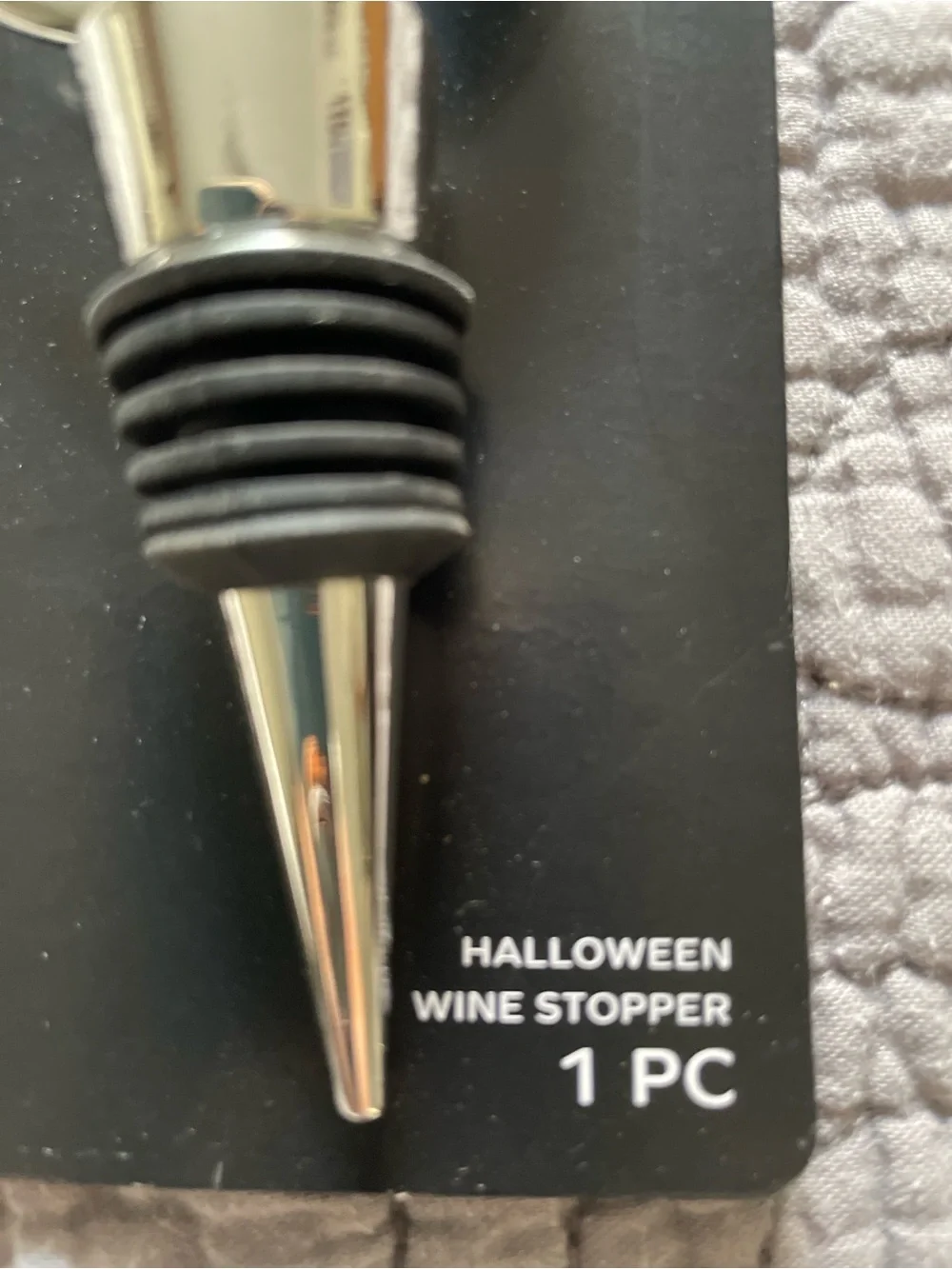 Pottery Barn Cream Cloth wine holder with Wednesday & wine stopper